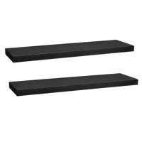 Zwevende wandplank Bassline - 2x - zwart - 80 cm - hout - boekenplank - muurplank