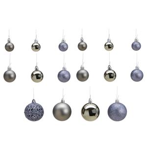 Kerstballen - set 50x st - grijs - mix 3, 4 en 6 cm - kunststof - pakket