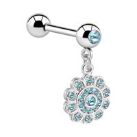 Jeweled Barbell with Charm Chirurgisch staal 316L / Belegde messing Barbells