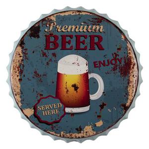 Clayre & Eef Tekstbord Ø 50 cm Blauw Ijzer Premium Beer Wandbord