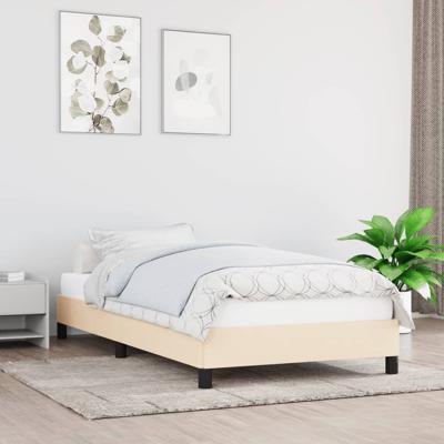 Bedframe zonder matras 90x200 cm stof crèmekleurig