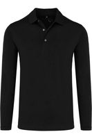 Marvelis Casual Modern Fit Poloshirt lange mouw zwart, Effen - thumbnail