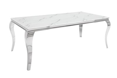 Eettafel MODERN BAROCK 180cm marmerlook gehard glas - 39995