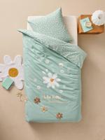 Kinderbedovertrek en kussensloop MARGUERITE blauw, bedrukt