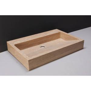 Forzalaqua Palermo wastafel 80.5x51.5x9cm Rechthoek 0 kraangaten Natuursteen Travertin gezoet 100209