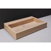 Forzalaqua Palermo wastafel 80.5x51.5x9cm Rechthoek 0 kraangaten Natuursteen Travertin gezoet 100209