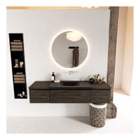 Mondiaz Bukla 160cm badmeubel met module 40 kleur dark brown met 3 lades en wastafel midden zonder kraangat kleur urban