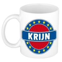 Krijn voornaam koffiemok - beker - wit/blauw - 300 ml - Cadeau - Heren - Collega - Vaderdag