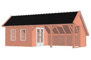 Trendhout Kapschuur De Hoeve XL 885x440 cm - Combinatie 1- Kapschuurdak- Onbehandeld lariks Douglas hout- Trendhout