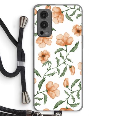 Peachy flowers: OnePlus Nord 2 5G Transparant Hoesje met koord