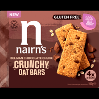 Nairn&apos;s Belgian Chocolate Chunk Crunchy Oat Bars Gluten Free 4 x 2 Stuks 160 g bij Jumbo