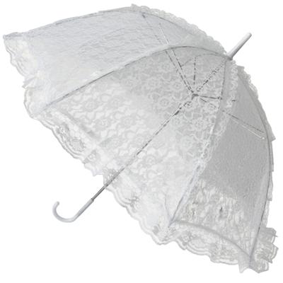 Huwelijk/trouwdag parasol - 2x - kant - wit - zonbescherming - dia 60 cm