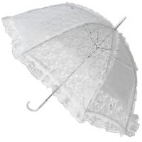 Huwelijk/trouwdag parasol - 2x - kant - wit - zonbescherming - dia 60 cm