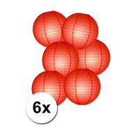 Luxe ronde lampionnen rood 6x