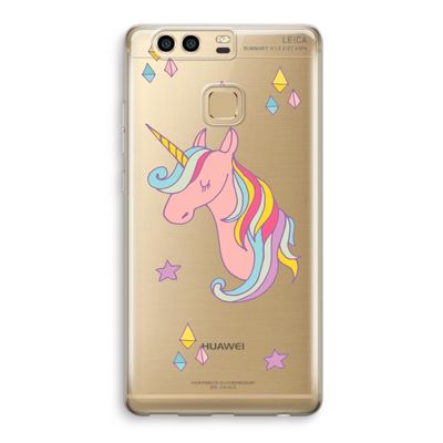 Roze eenhoorn: Huawei P9 Transparant Hoesje