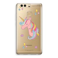 Roze eenhoorn: Huawei P9 Transparant Hoesje