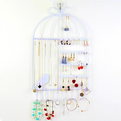 Birdcage vorm oor stud oorbellen armband hanger ketting sieraden display opslag rack (wit)
