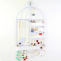 Birdcage vorm oor stud oorbellen armband hanger ketting sieraden display opslag rack (wit)