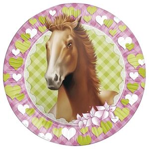 Paarden themafeest wegwerpbordjes - 8x - 23 cm