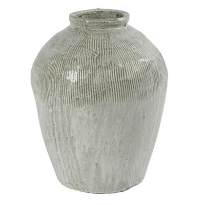 Countryfield Bloemenvaas/bloempot Gayle - witgroen - L24 x B24 x H31 cm - rustiek - decoratie?