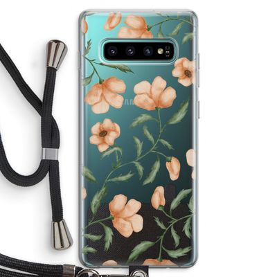 Peachy flowers: Samsung Galaxy S10 Plus Transparant Hoesje met koord