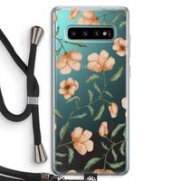 Peachy flowers: Samsung Galaxy S10 Plus Transparant Hoesje met koord