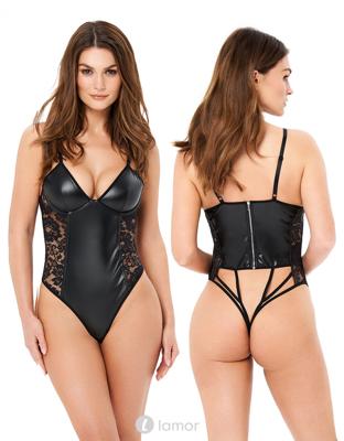 Zwarte lederlook body,Celadine