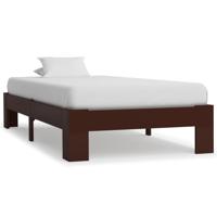 Bedframe massief grenenhout donkerbruin 90x200 cm
