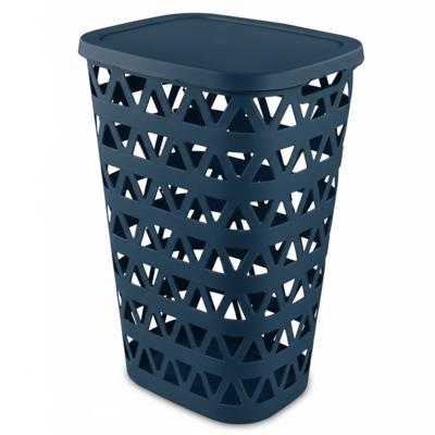 Curver Wasmand met deksel - ventilatiegaatjes - blauw - kunststof - 55 ltr - 42 x 34 x 60 cm