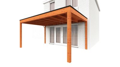 Trendhout Aanbouwveranda Modena 490x365 cm- Plat dak- Hout- Trendhout