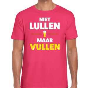 Niet lullen maar Vullen t-shirt roze heren