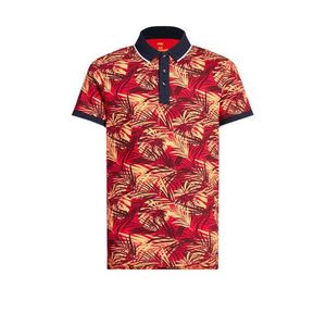 WE Fashion polo met contrastbies rood/lichtgeel/donkerblauw