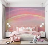 Roze lucht met regenboog Fotobehang kinderkamer