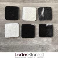 Koeienhuid onderzetters zwart wit 10x10cm