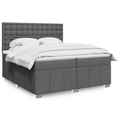 Boxspring met matras stof donkergrijs 200x200 cm