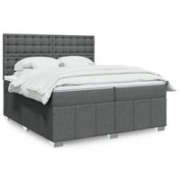 Boxspring met matras stof donkergrijs 200x200 cm