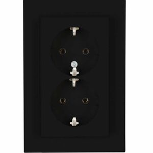 Kopp HK07 dubbel stopcontact mat zwart met randaarde 929550000 voor ronde inbouwdoos