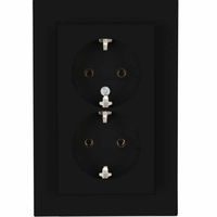 Kopp HK07 dubbel stopcontact mat zwart met randaarde 929550000 voor ronde inbouwdoos