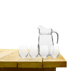 Excellent Houseware karaf schenkkan glas 2300 ml met 4x stuks Oval waterglazen