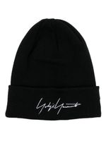 Yohji Yamamoto bonnet en laine à logo brodé - Noir - thumbnail