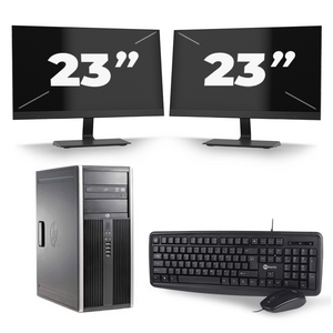 HP Compaq Elite 8300 Micro Tower - Intel Core i5-3e Generatie - 8GB RAM - 256GB SSD - Windows 10 + 2x 23 inch Monitor