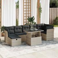 8-delige Loungeset met kussens poly rattan lichtgrijs 8-delige Loungeset met kussens poly rattan lichtgrijs