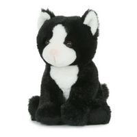 Pluche speelgoed poes/kat knuffeldier zwart/wit 18 cm   -