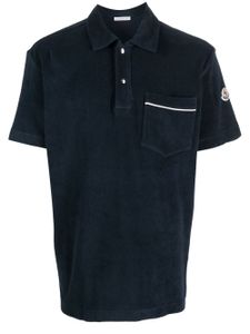 Moncler polo en coton à patch logo - Bleu