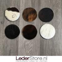 Koeienhuid onderzetters normandier bruin zwart wit 10x10cm