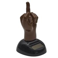 Solar bewegend figuur - Fuck you middelvinger - bruin - kunststof - 10 cm - cadeau - award