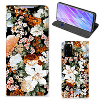 Smart Cover voor Samsung Galaxy S20 Plus Dark Flowers - thumbnail