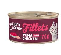 Edgard & Cooper graanvrij tonijn- en kipfilets kat natvoer blikje 70gr Edgard & Cooper graanvrij tonijn- en kipfilets kat natvoer blikje 70gr