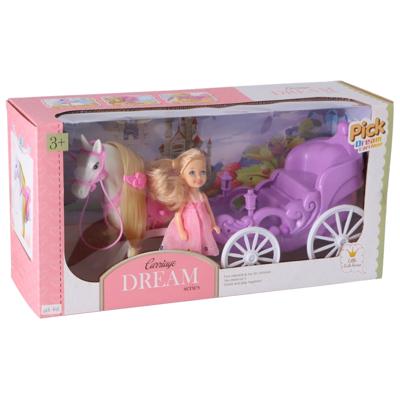Overige Merken Paard met koets + pop speelset assorti