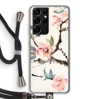 Japanse bloemen: Samsung Galaxy S21 Ultra Transparant Hoesje met koord Japanse bloemen: Samsung Galaxy S21 Ultra Transparant Hoesje met koord